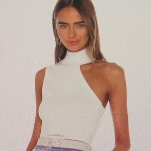 Alice + Olivia White Kiki Cut Out Tank